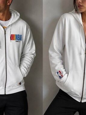 Aviator Nation White NBA Finals Zip Hoodie with Multicolor Logo